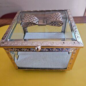 gold lace decorative bow jewelry trinket box Rachel Ashwell